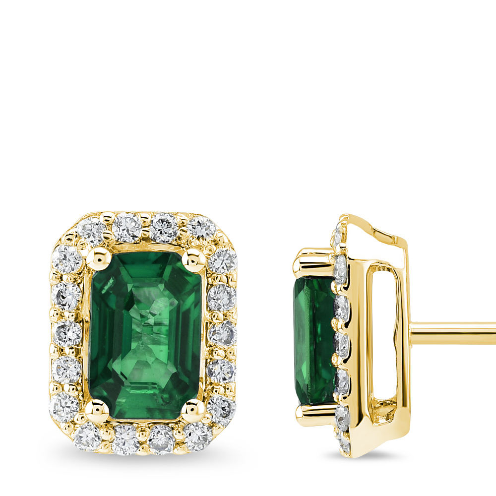 Emerald Diamond Stud Earring